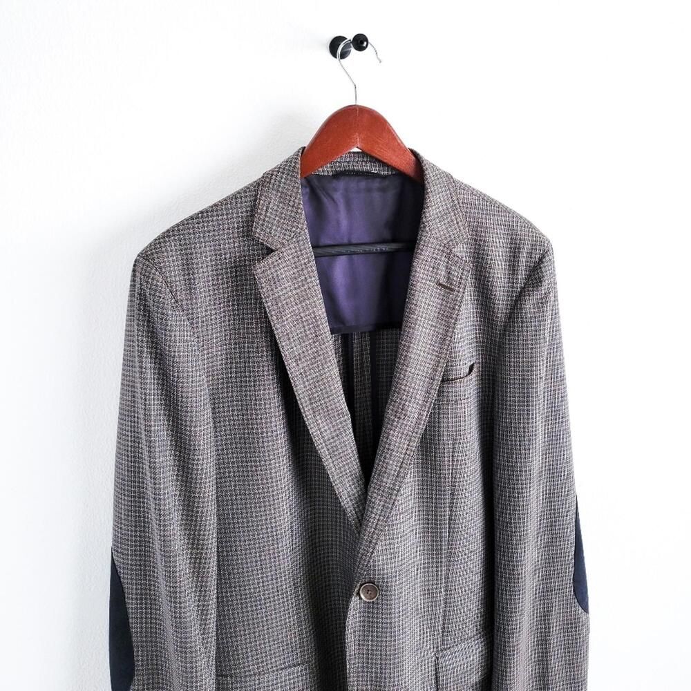 NEW Hugo Boss Blazer Halowon Slim Cross Stitch Italian Wool Gray Blue 40 - Picture 5 of 9